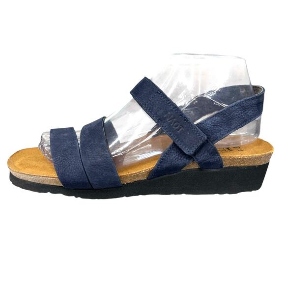 NAOT Women’s Kayla Blue Leather Wedge Sandals Size 40 US 9 - Picture 3 of 11